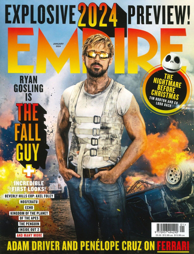 Empire Magazine Jan 2024: RYAN GOSLING The Fall Guy Adam Driver Mille Bobby Brown