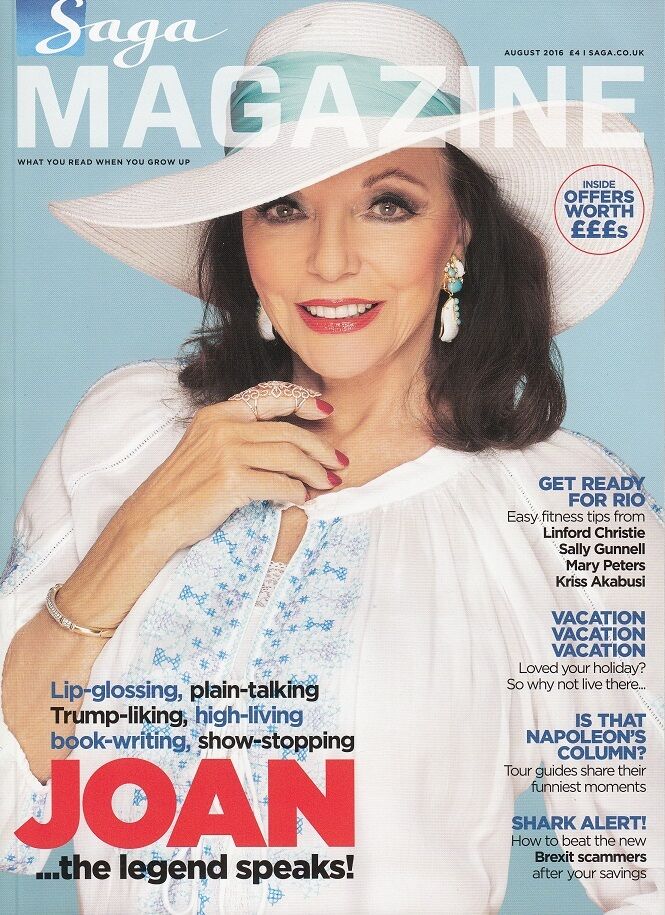JOAN COLLINS - British Magazine SAGA August 2016