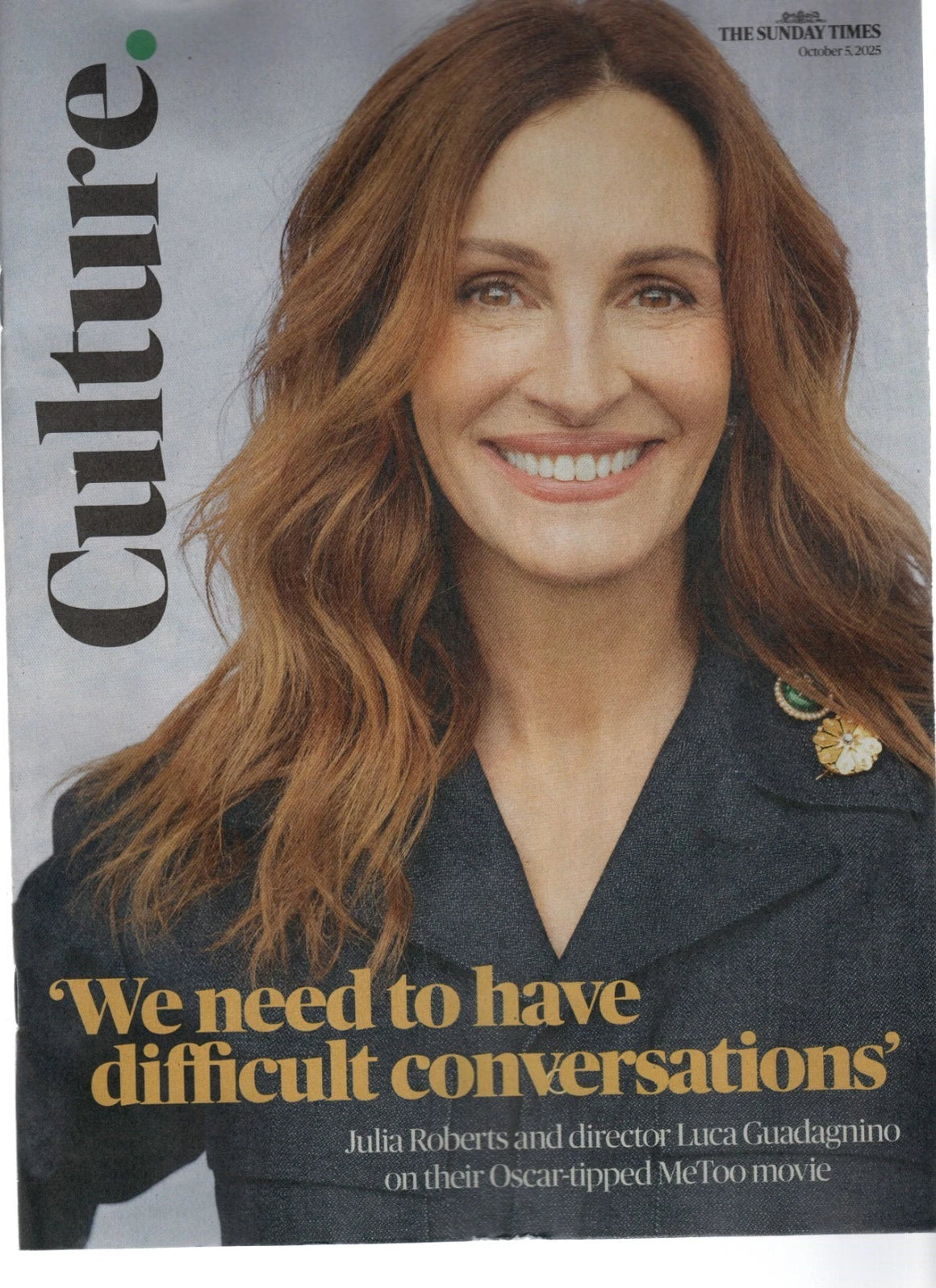 JULIA ROBERTS SUNDAY TIMES CULTURE MAGAZINE 5 October 2025