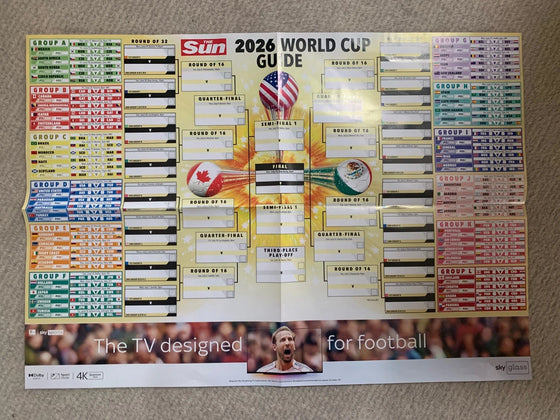 The Sun FIFA USA World Cup 2026 Fixtures Giant Wallchart Double Sided