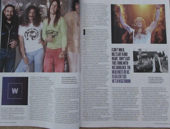 SUNDAY TIMES Magazine 5 October 2025 Ozzy Osbourne Final Gig - Black Sabbath