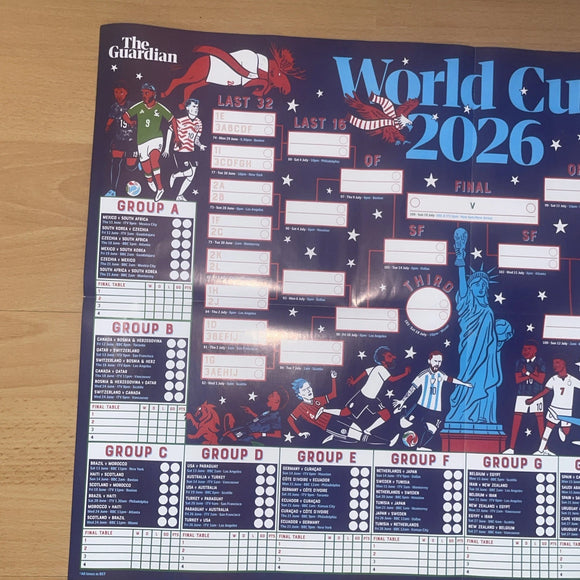 The Guardian World Cup USA 2026 Wall Chart Poster