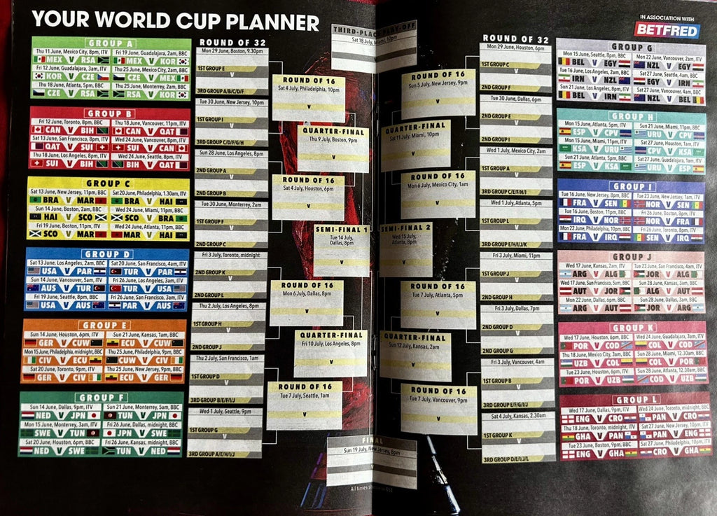 The Sun World Cup 2026 Tournament Guide Football Fixtures 48 Pages USA Mexico