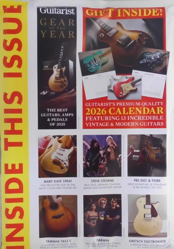 Guitarist magazine Jan 2026 Gear of the Year: Amps Guitars Pedals +2026 Calendar