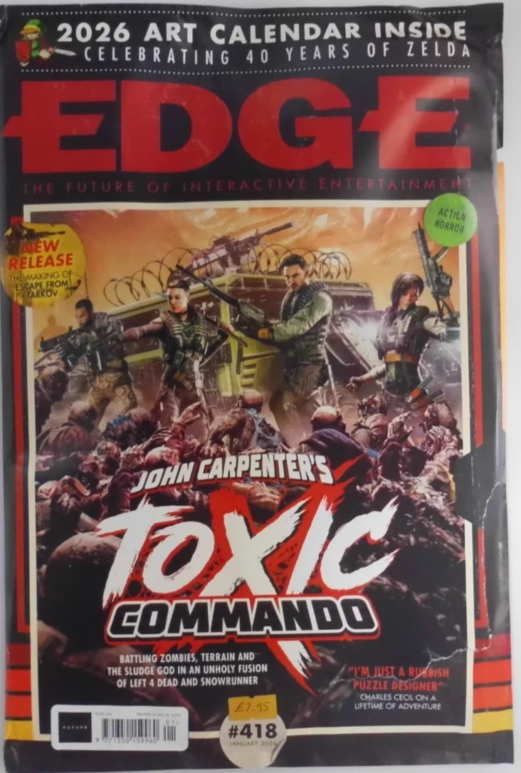 Edge magazine #418 Jan 2026 Toxic Commando + Zelda 40 years celebration Calendar