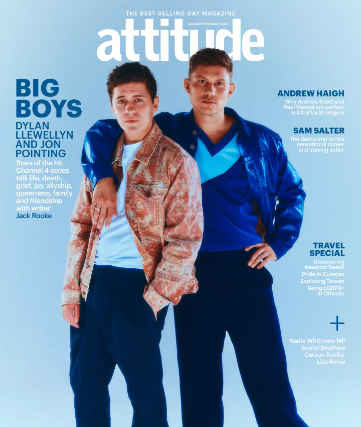 Attitude Magazine - January / February 2024 - Big Boys - Dylan Llewellyn / Jon Pointing Sam Salter