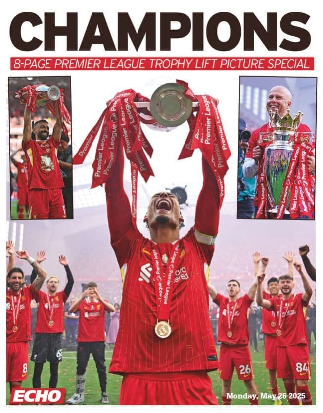 LIVERPOOL ECHO 26-May-2025 Liverpool FC Champions 2024/25 Trophy Lift Special