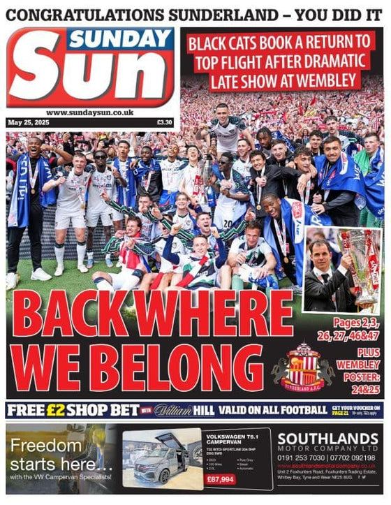 Sunday Sun 25th May 2025 SUNDERLAND FC - WE ARE PREMIER LEAGUE