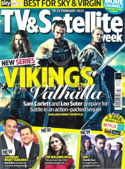 TV & SATELLITE magazine 19/02/2022 VIKINGS VALHALLA Leo Suter Charlie Cox Norman Reedus