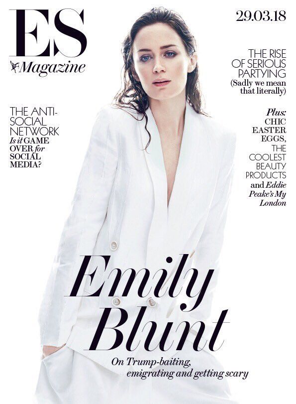 UK ES Magazine March 2018: EMILY BLUNT PHOTO COVER INTERVIEW
