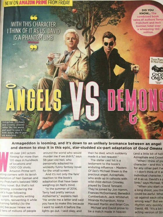 UK SUN TV Magazine May 2019: DAVID TENNANT Michael Sheen GREG JAMES Good Omens
