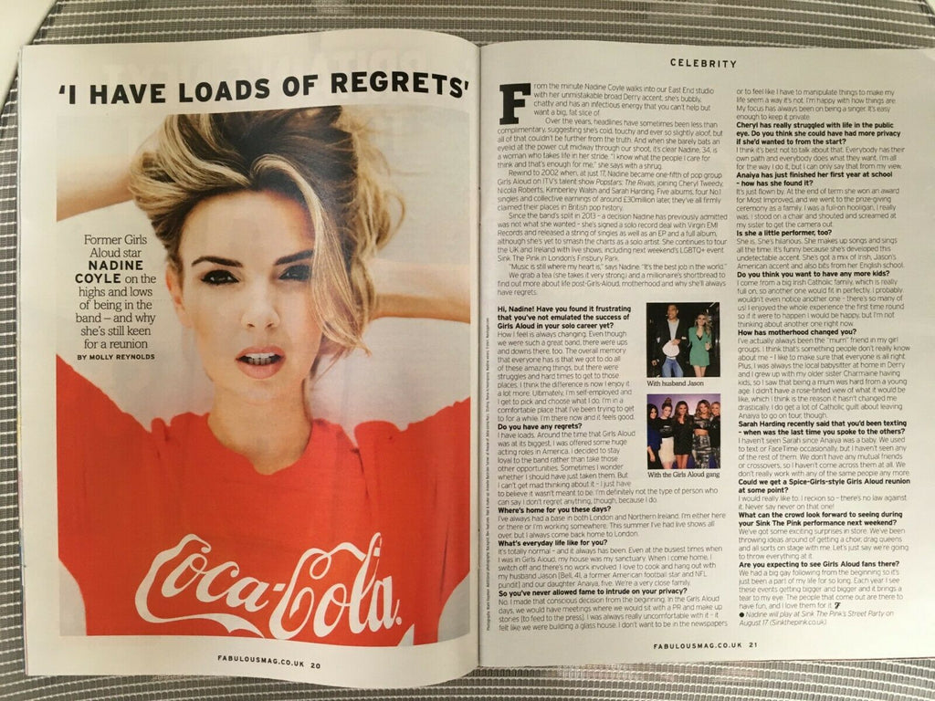 UK Fabulous Magazine August 2019: NADINE COYLE / GIRLS ALOUD PHOTO INTERVIEW