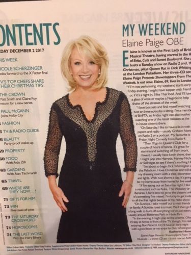 Saturday Magazine Dec 3 2017 Chesney Hawkes Elaine Paige Paul McGann Matt Smith