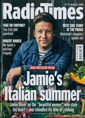 Radio Times Magazine 11 August 2018: JAMIE OLIVER Mark Gatiss ROBERT RINDER