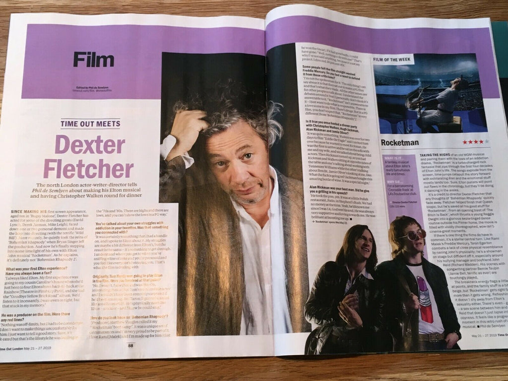 TIME OUT LONDON MAGAZINE May 2019: DEXTER FLETCHER Taron Egerton ROCKETMAN