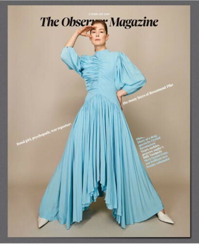 UK Observer Magazine FEB 2019: ROSAMUND PIKE PHOTO COVER AND FEATURE