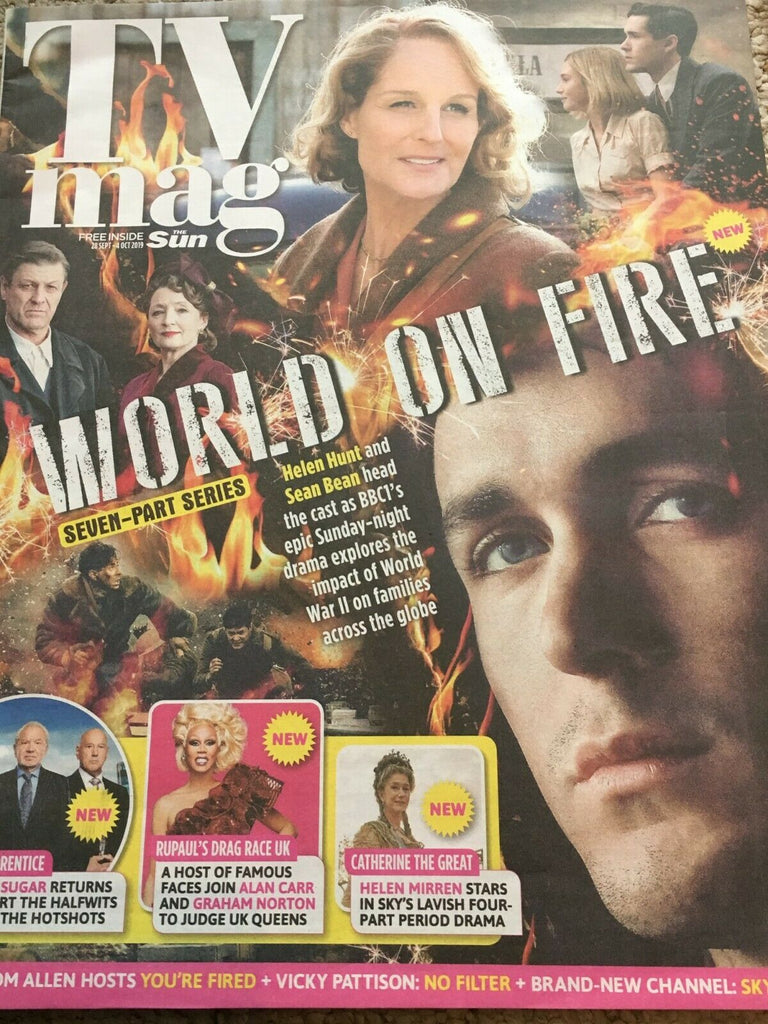UK SUN TV Magazine 9/2019: HELEN HUNT Sean Bean ALEX CUSACK Max Bowden TONY CLAY