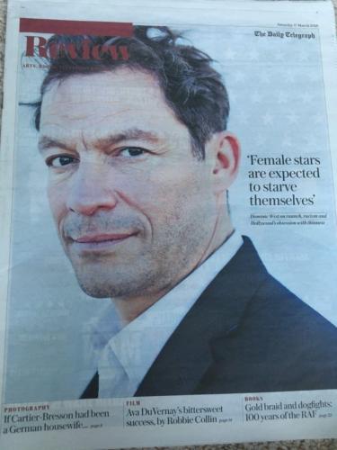 UK Telegraph Review MARCH 2018: DOMINIC WEST COVER STORY INTERVIEW