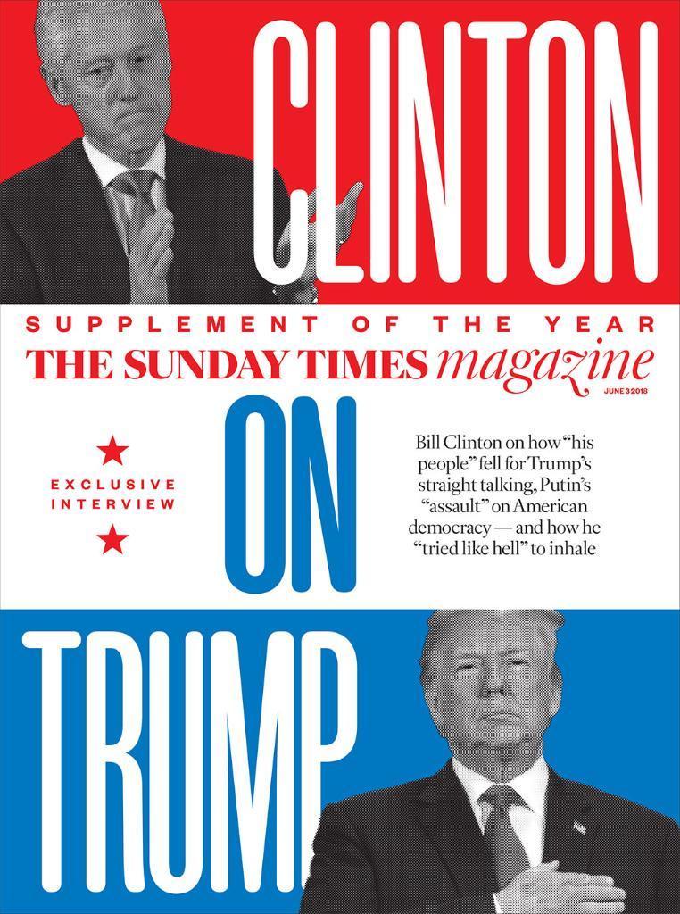 BILL CLINTON Cover Interview DONALD UK Sunday Times Magazine June 2018 NEW