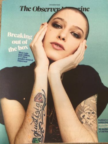 UK OBSERVER Magazine MARCH 2018: ASIA KATE DILLON COVER STORY # RICHARD QUINN