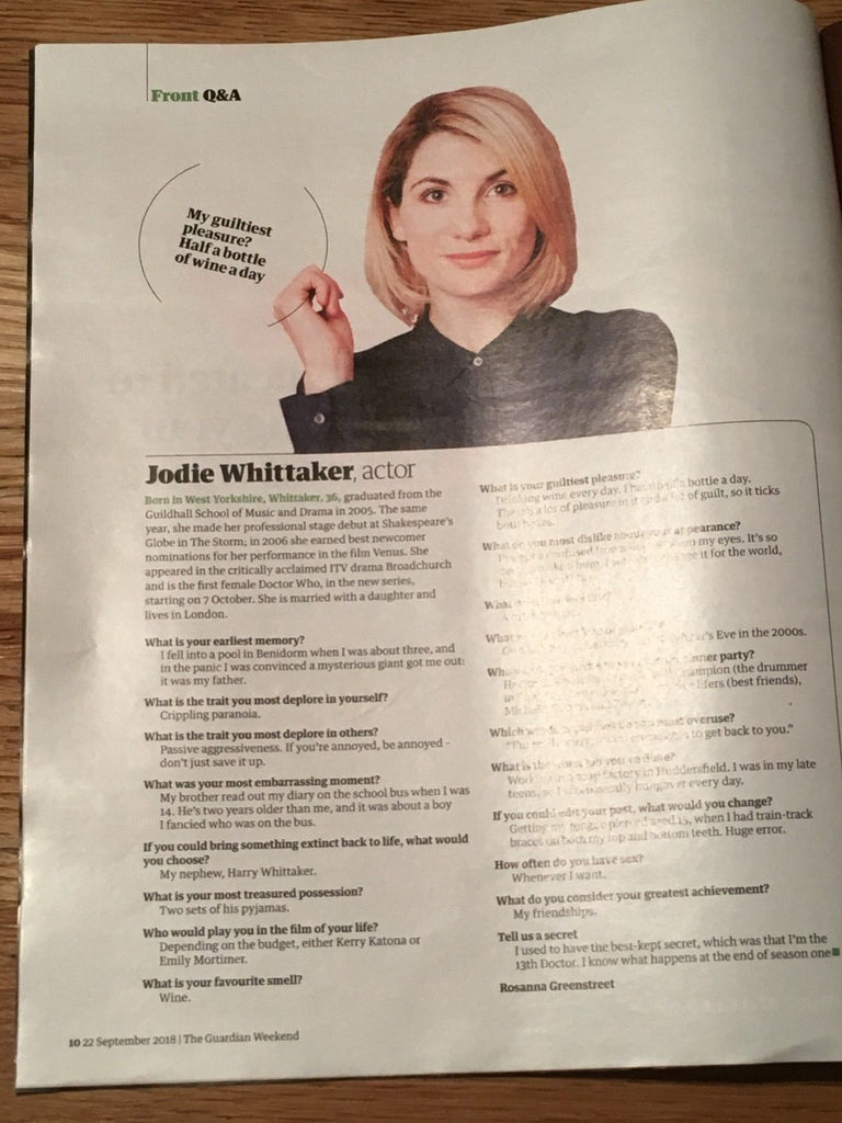 UK Guardian Weekend Magazine SEPT 2018: JODIE WHITTAKER The New Doctor Who