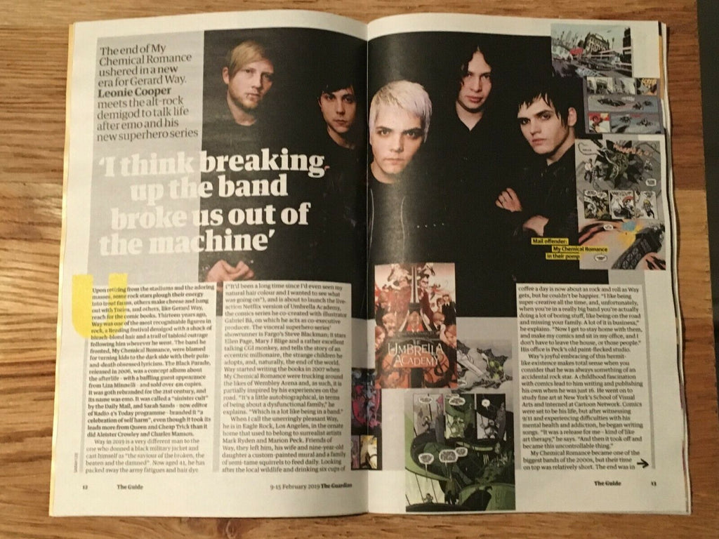 UK Guardian Guide Magazine Feb 2019: Gerard Way - My Chemical Romance Interview
