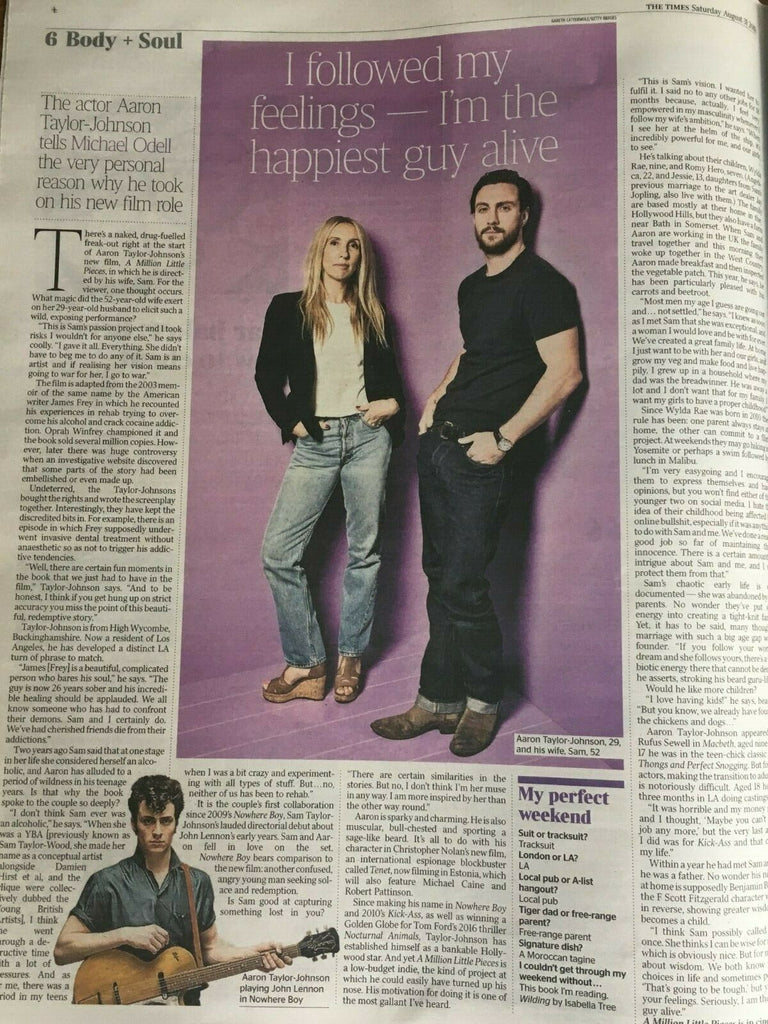 UK TIMES WEEKEND 31 August 2019: AARON & SAM TAYLOR-JOHNSON COVER FEATURE