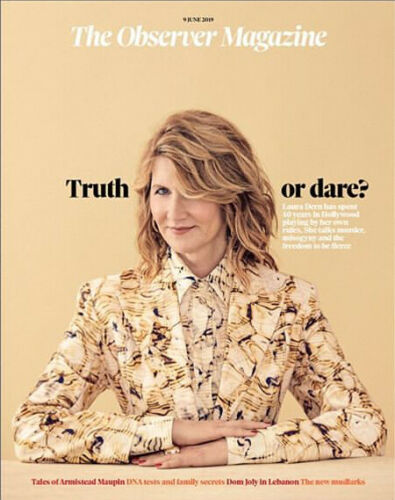 OBSERVER magazine 9th June 2019 Laura Dern cover (Big Little Lies) + interview