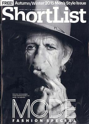 The Rolling Stones KEITH RICHARDS PHOTO COVER SHORTLIST MAGAZINE SEPTEMBER 2015