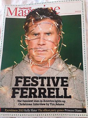 UK OBSERVER MAGAZINE 12/2015 WILL FERRELL PHOTO COVER INTERVIEW KELLY SLATER