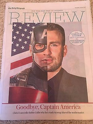 Captain America CHRIS EVANS Photo Cover UK Telegraph Interview 10 June 2017