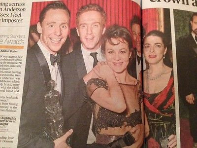 TOM HIDDLESTON Gillian Anderson PHOTO COVER London Evening Standard Dec 1 2014
