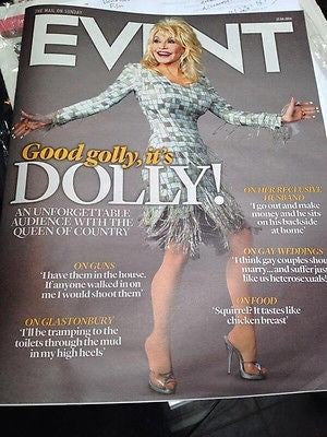 DOLLY PARTON interview THE EVENT UK 1 DAY ISSUE APRIL 2014 COVER PROMO