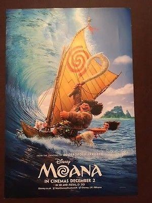 Mini Quad Cinema Poster: MOANA 2016 (On Wave) Dwayne Johnson Nicole Scherzinger