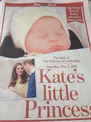 (UK) PRINCESS CHARLOTTE ROYAL BABY PICTURE SOUVENIR THE MAIL & EXPRESS POSTER