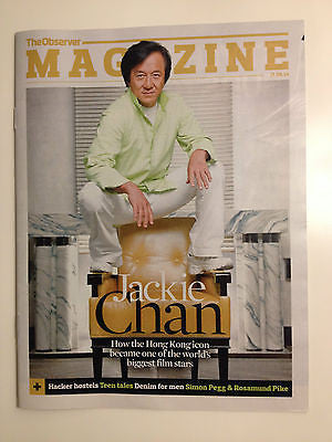 JACKIE CHAN PHOTO COVER OBSERVER MAGAZINE 2014 ROSAMUND PIKE SIMON PEGG