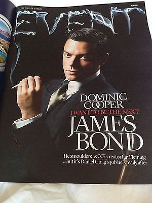 NEW UK !! DOMINIC COOPER interview JAMES BOND IAN FLEMING EVENT Magazine cover *