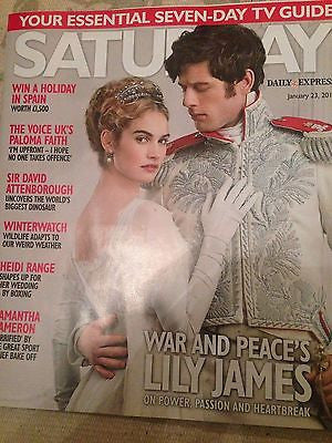 War & Peace LILY JAMES Photo Cover interview UK SATURDAY MAGAZINE JANUARY 2016