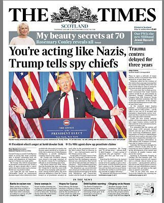 THE TIMES - UK NEWSPAPER - President Elect DONALD TRUMP 12 January 2017