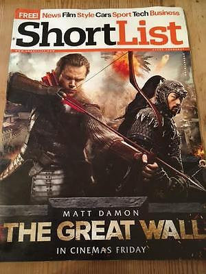 Shortlist Magazine February 2017 Ricky Wilson Kaiser Chiefs Matt Damon Sam Riley