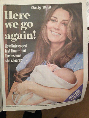 Daily Mail Newspaper 22 July 2014 Kate Middleton 2nd Pregnancy PHOTO PULL OUT