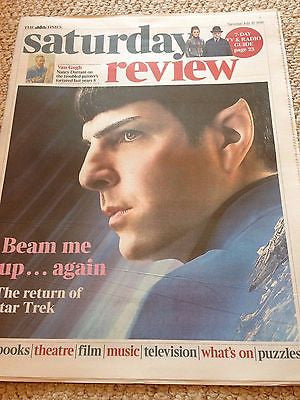 STAR TREK BEYOND - ZACHARY QUINTO PHOTO COVER UK Times Review July 2016 Bowie