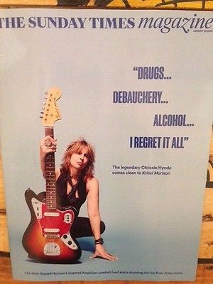 CHRISSIE HYNDE PHOTO COVER INTERVIEW UK SUNDAY TIMES MAGAZINE AUGUST 2015