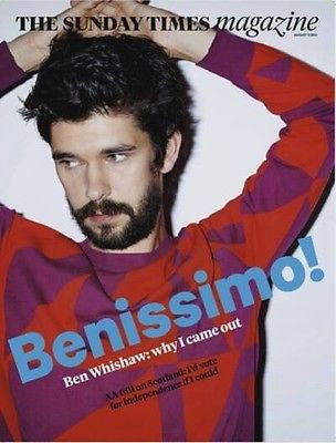 BEN WHISHAW PHOTO COVER SUNDAY TIMES MAGAZINE AUGUST 2014 REVEALING INTERVIEW