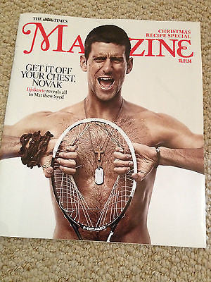 NOVAK DJOKOVIC NEW HOT SHIRTLESS PHOTO UK COVER TIMES MAGAZINE NOVEMBER 2014
