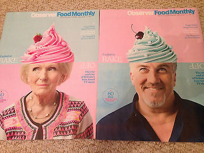 Observer Food Monthly July 2016 Paul Hollywood Mary Berry Bake Off - Both Covers