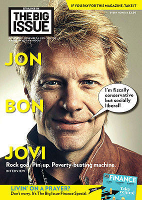 JON BON JOVI UK PHOTO COVER INTERVIEW BIG ISSUE MAGAZINE - OCT 31 2016