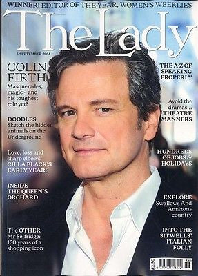 COLIN FIRTH MR DARCY PHOTO COVER INTERVIEW THE LADY MAGAZINE SEPTEMBER 2014