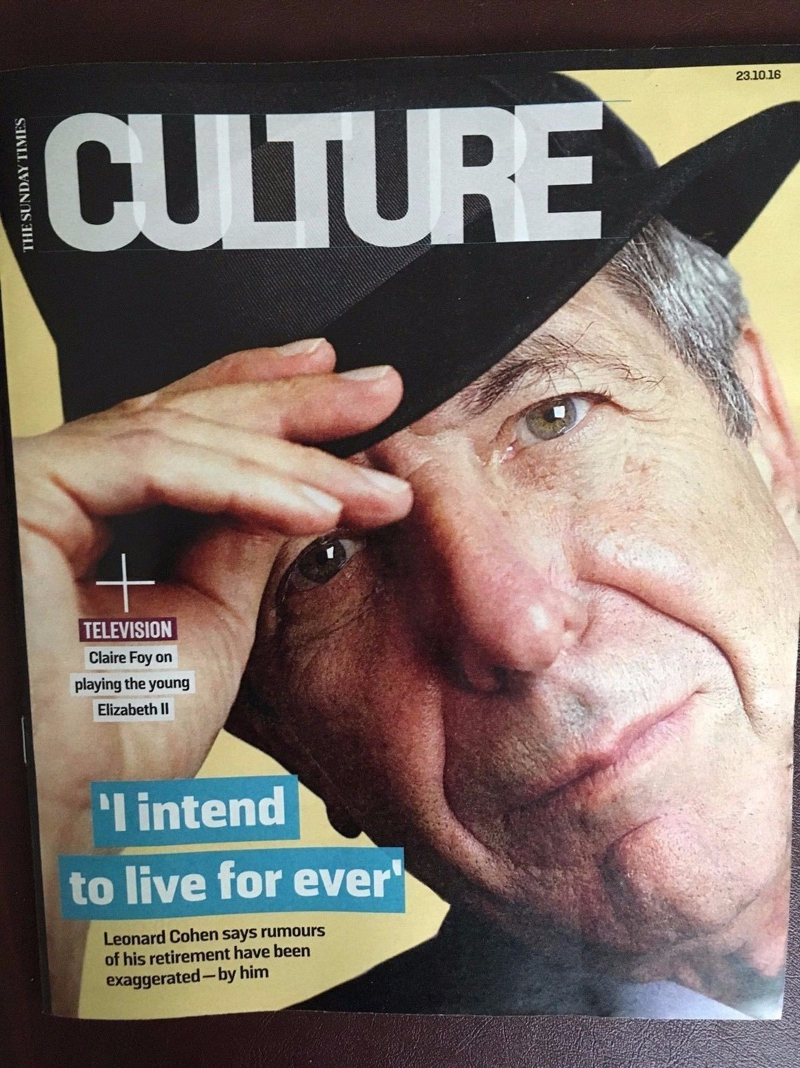 Leonard Cohen The Sunday Times Culture UK Cover Magazine - Exclusive Interview
