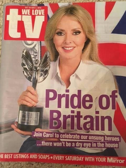 WE LOVE TV Magazine 10/2016 CAROL VORDERMAN Pride of Britain JOANNE FROGGATT